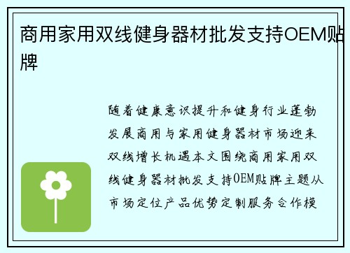 商用家用双线健身器材批发支持OEM贴牌